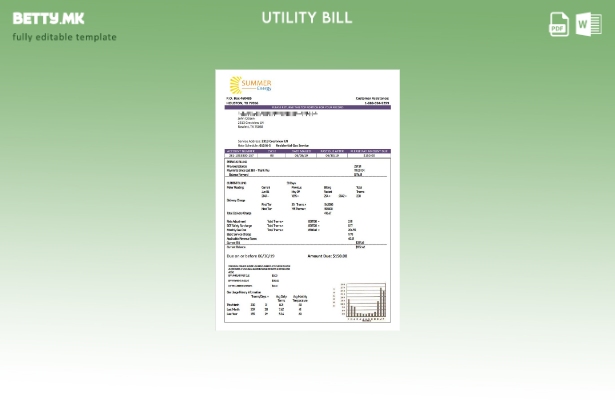 Модерен стил на САД Тексас летна енергија Шаблон за комунални сметки со лесно по